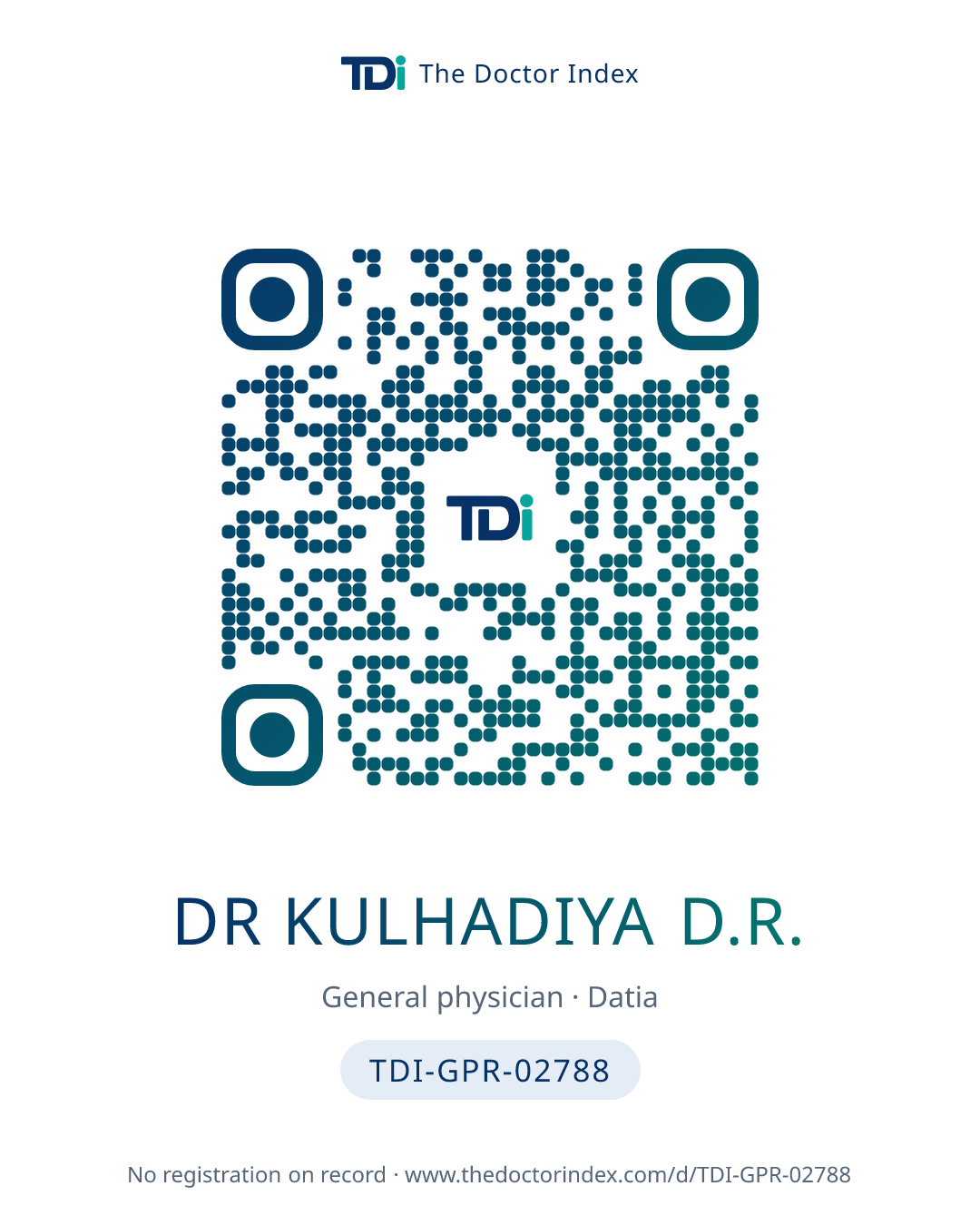 QR card for Dr Kulhadiya D.R., TDI-GPR-02788
