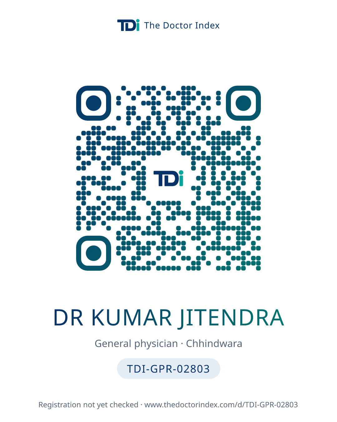 QR card for Dr Kumar Jitendra, TDI-GPR-02803