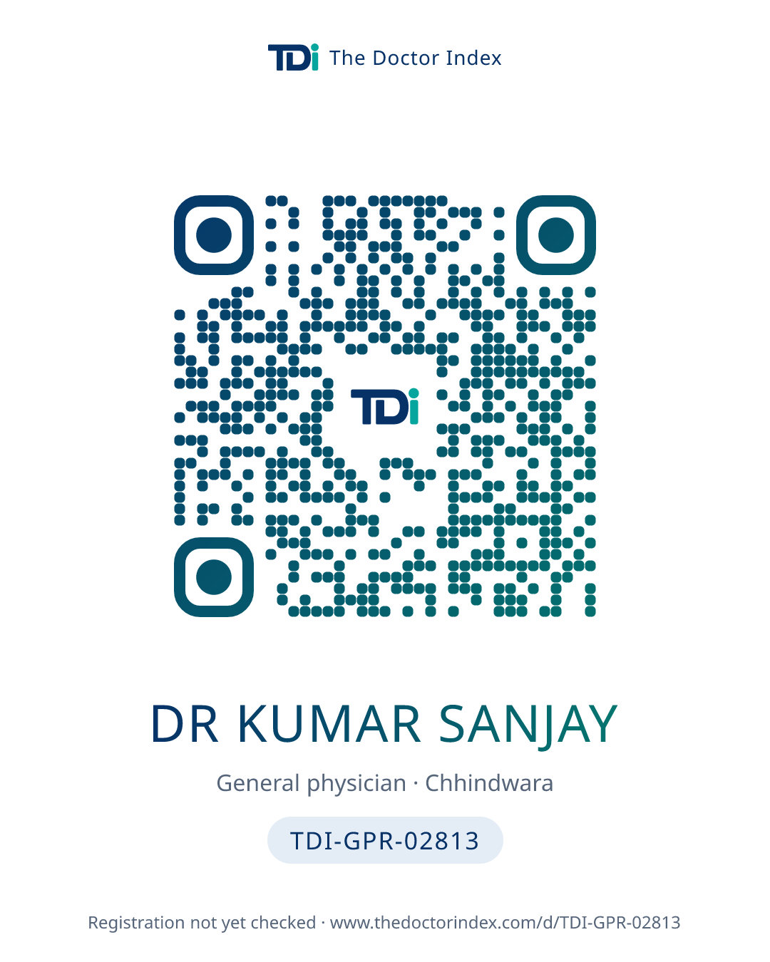 QR card for Dr Kumar Sanjay, TDI-GPR-02813