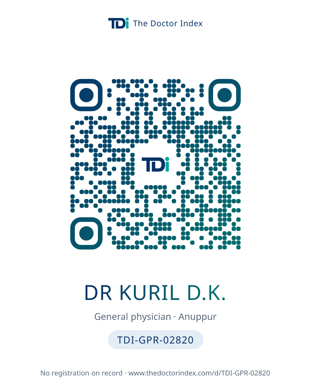 QR card for Dr Kuril D.K., TDI-GPR-02820