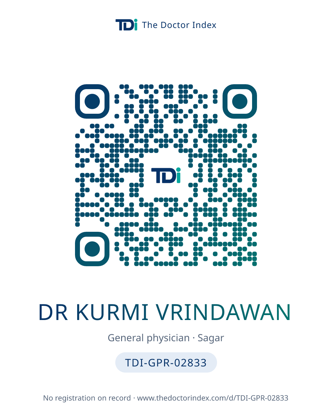 QR card for Dr Kurmi Vrindawan, TDI-GPR-02833