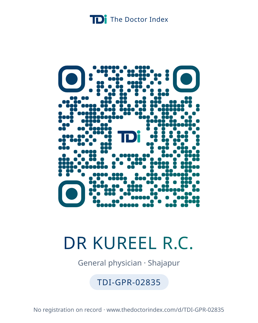 QR card for Dr Kureel R.C., TDI-GPR-02835