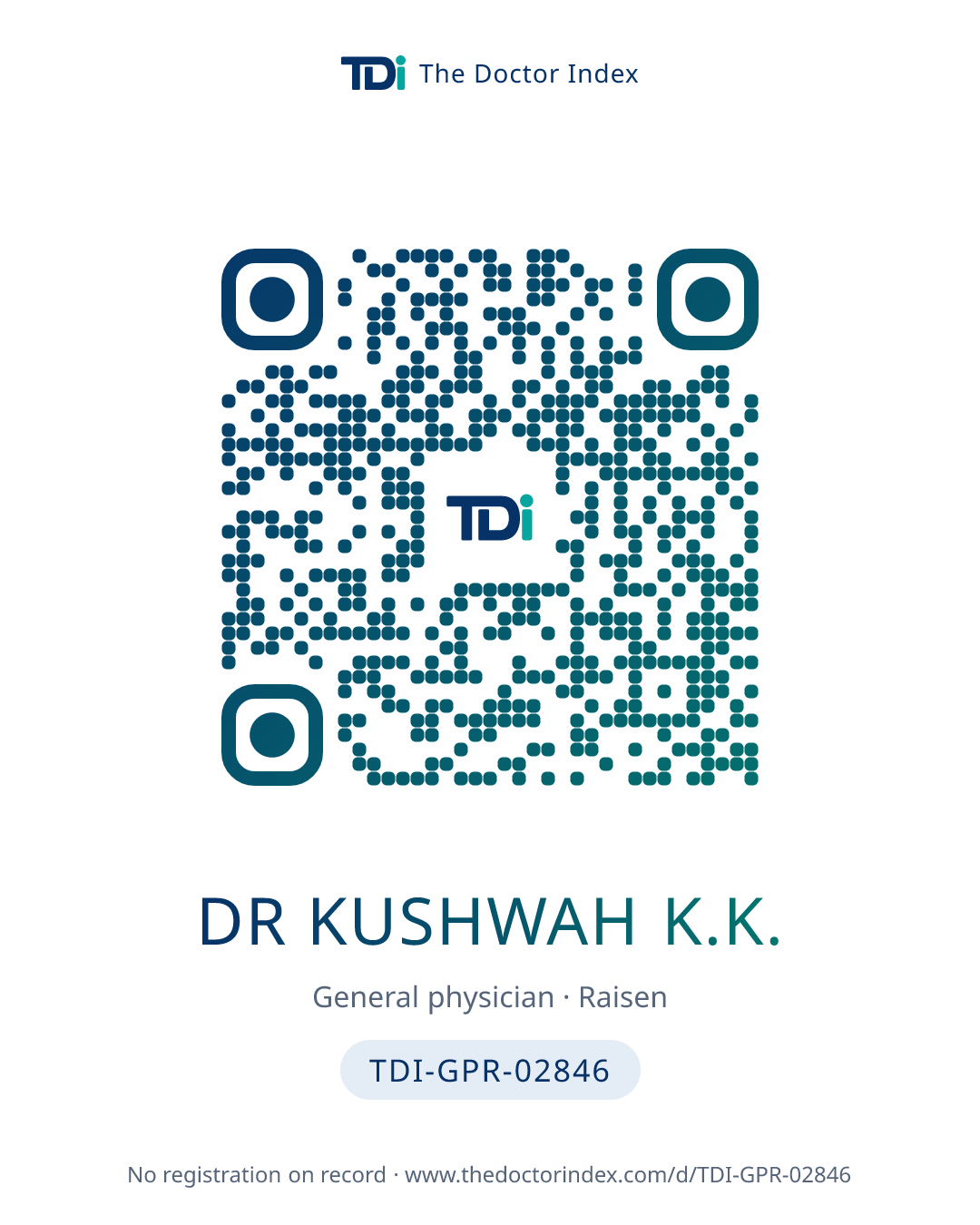 QR card for Dr Kushwah K.K., TDI-GPR-02846