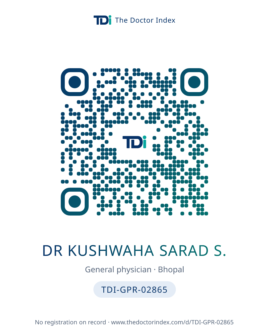QR card for Dr Kushwaha Sarad S., TDI-GPR-02865