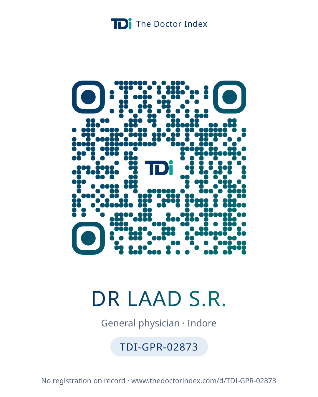 QR card for Dr Laad S.R., TDI-GPR-02873