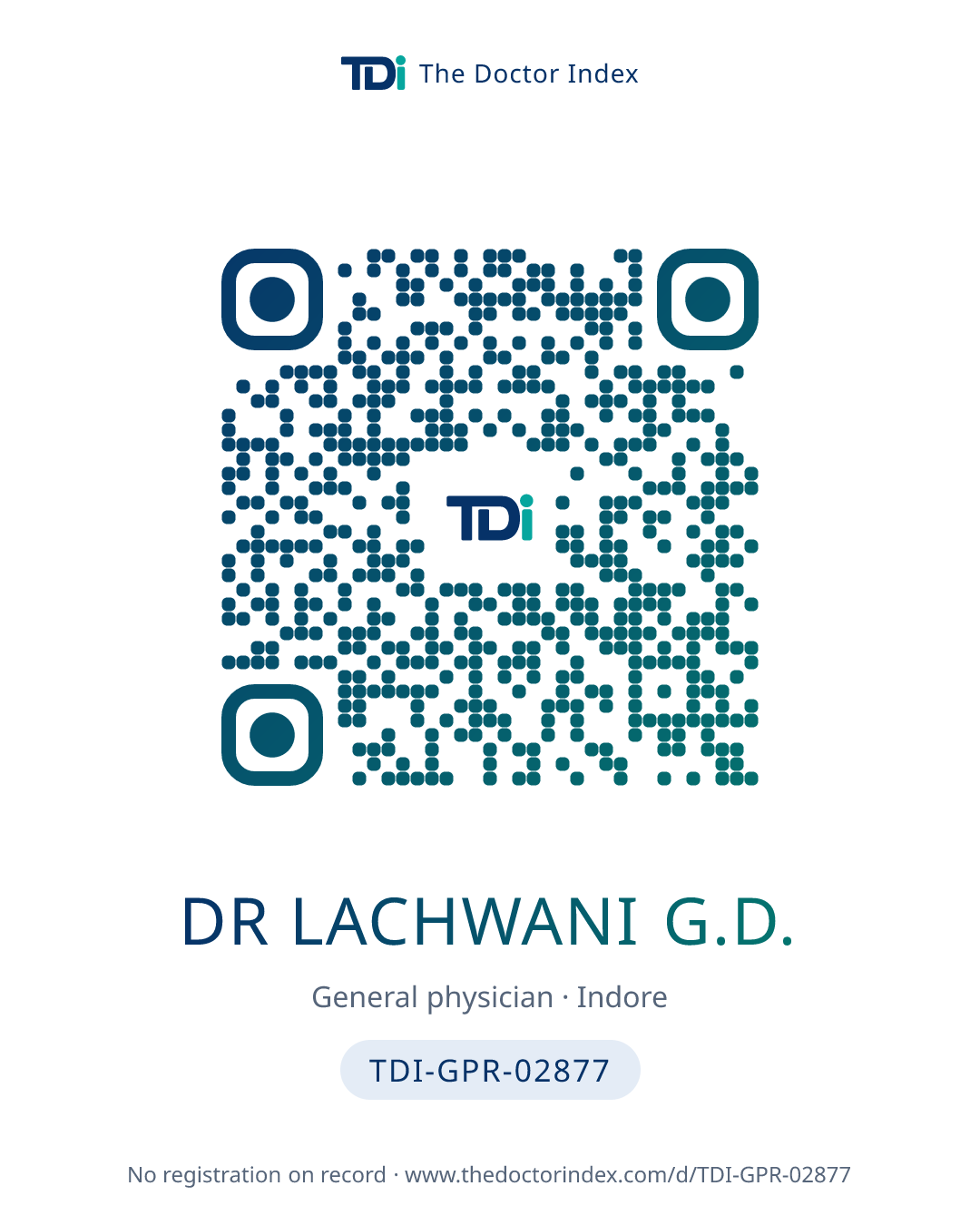 QR card for Dr Lachwani G.D., TDI-GPR-02877