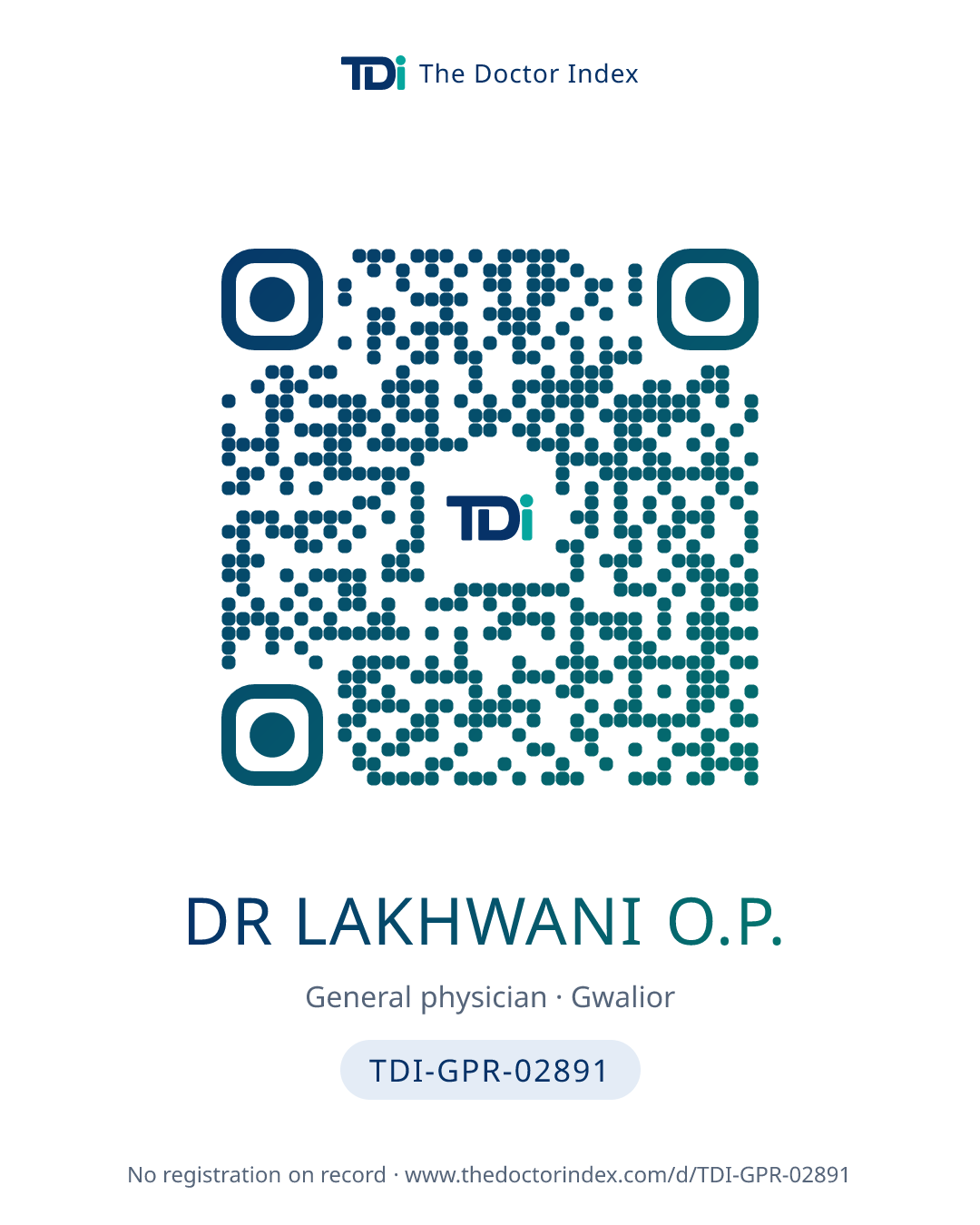 QR card for Dr Lakhwani O.P., TDI-GPR-02891