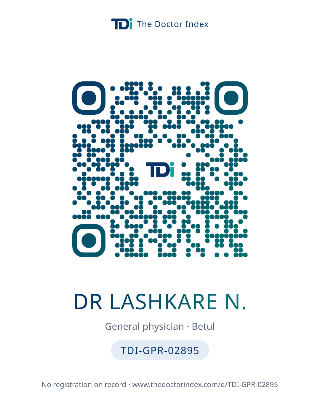 QR card for Dr Lashkare N., TDI-GPR-02895