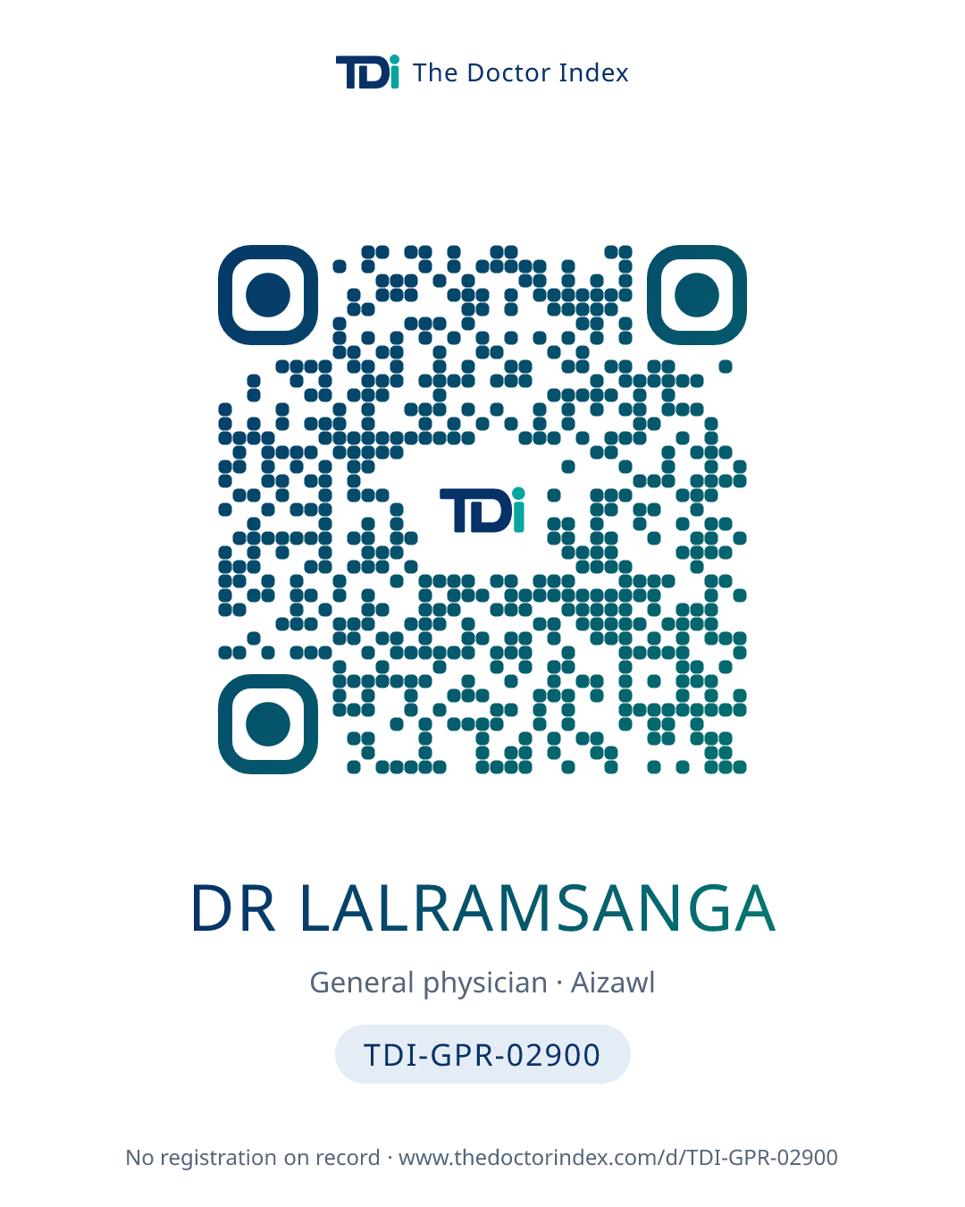 QR card for Dr Lalramsanga, TDI-GPR-02900