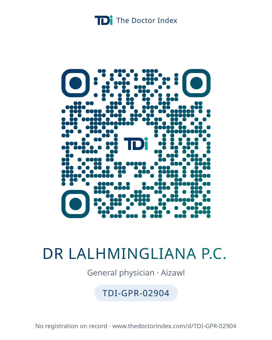 QR card for Dr Lalhmingliana P.C., TDI-GPR-02904