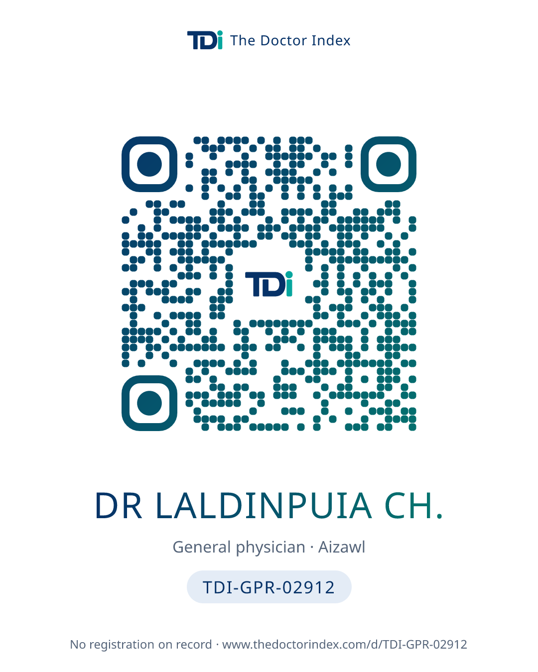 QR card for Dr Laldinpuia Ch., TDI-GPR-02912