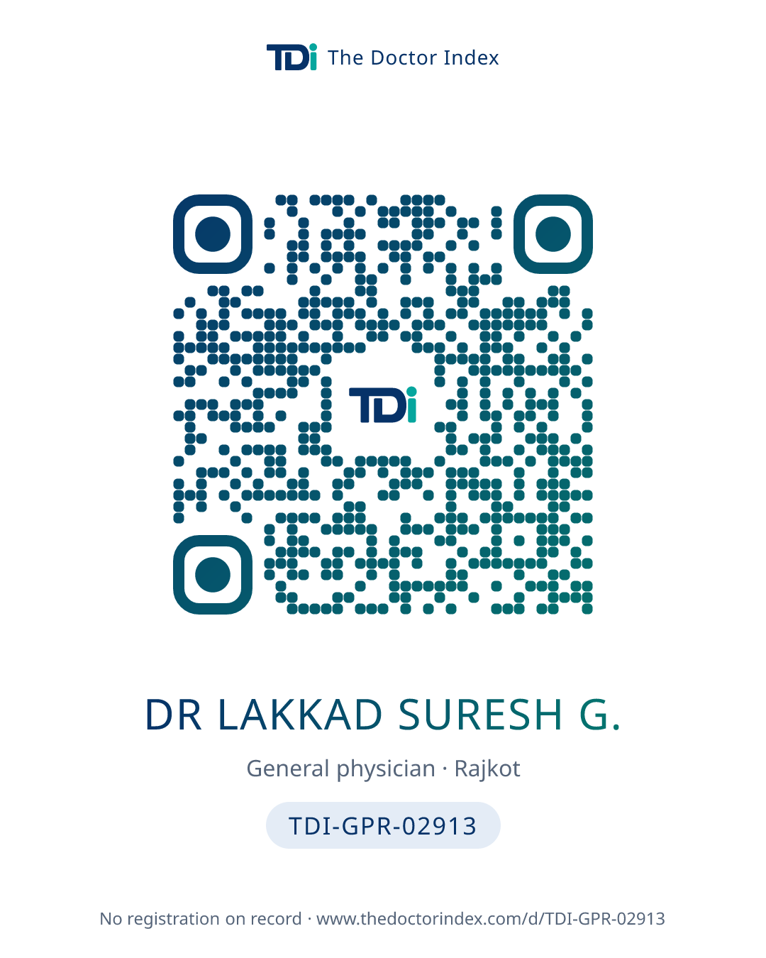 QR card for Dr Lakkad Suresh G., TDI-GPR-02913