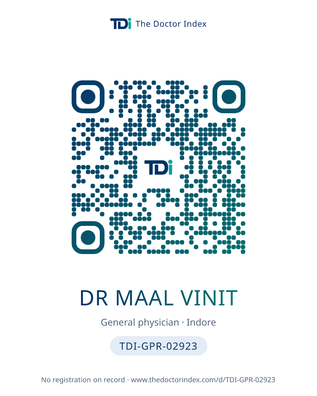 QR card for Dr Maal Vinit, TDI-GPR-02923