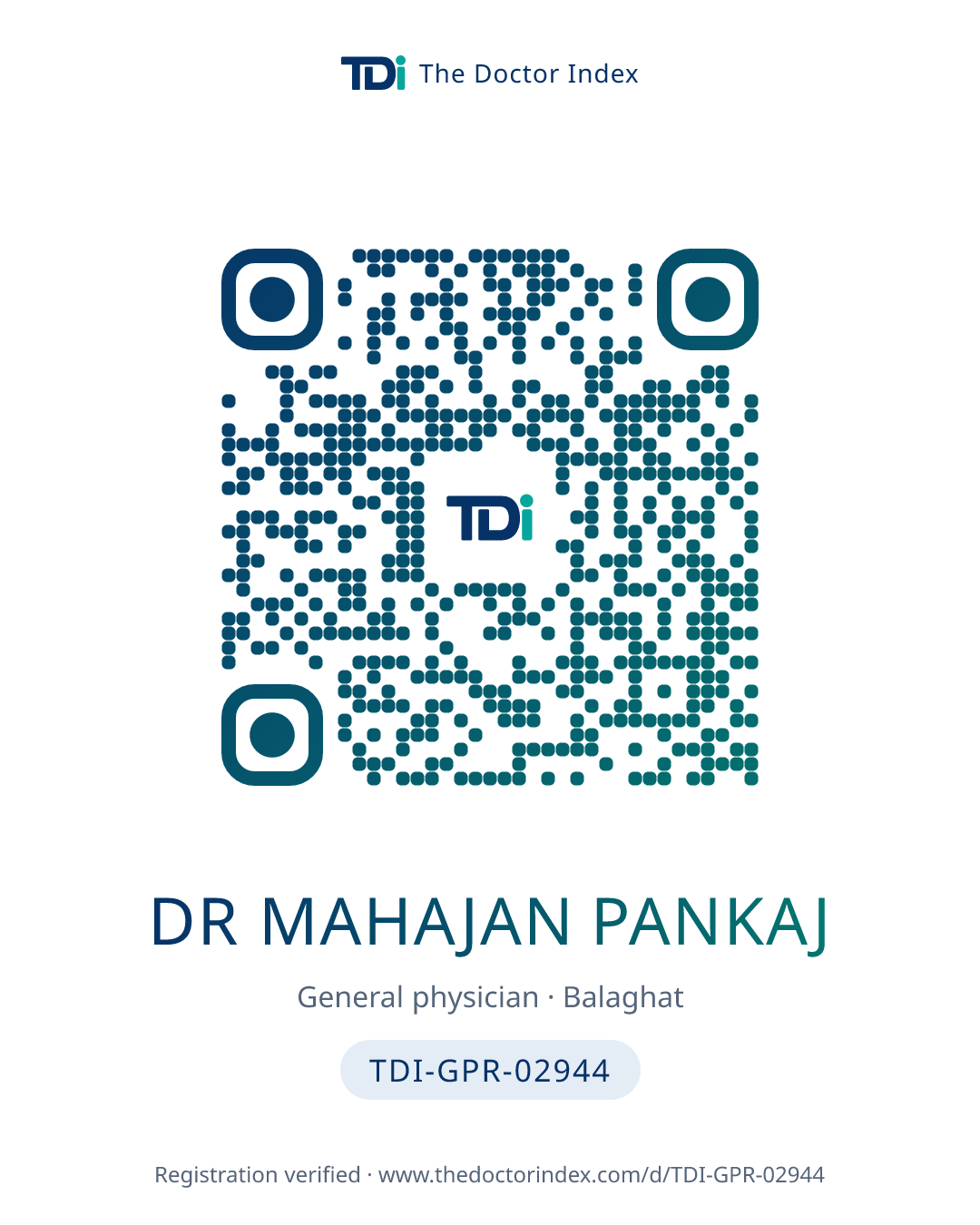 QR card for Dr Mahajan Pankaj, TDI-GPR-02944