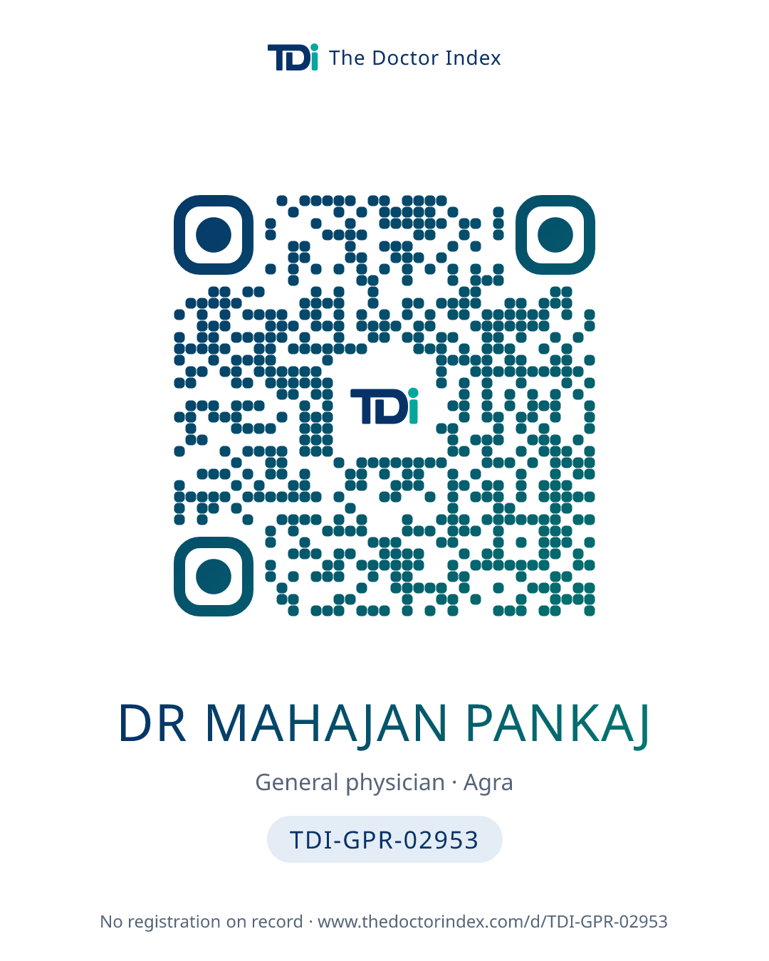 QR card for Dr Mahajan Pankaj, TDI-GPR-02953