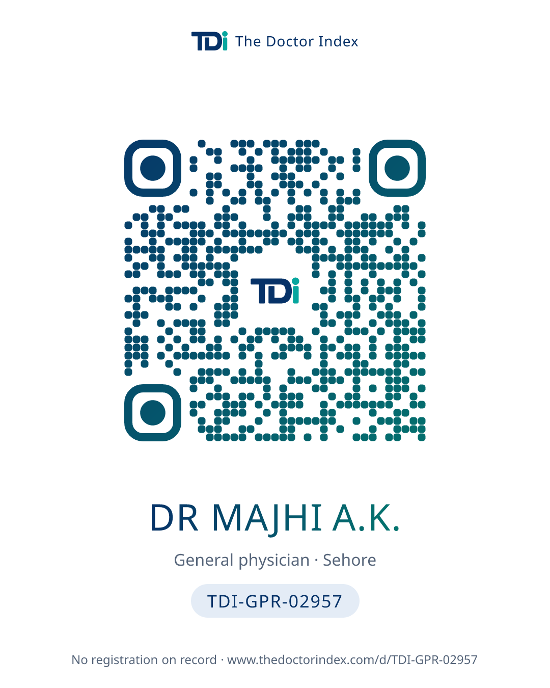 QR card for Dr Majhi A.K., TDI-GPR-02957