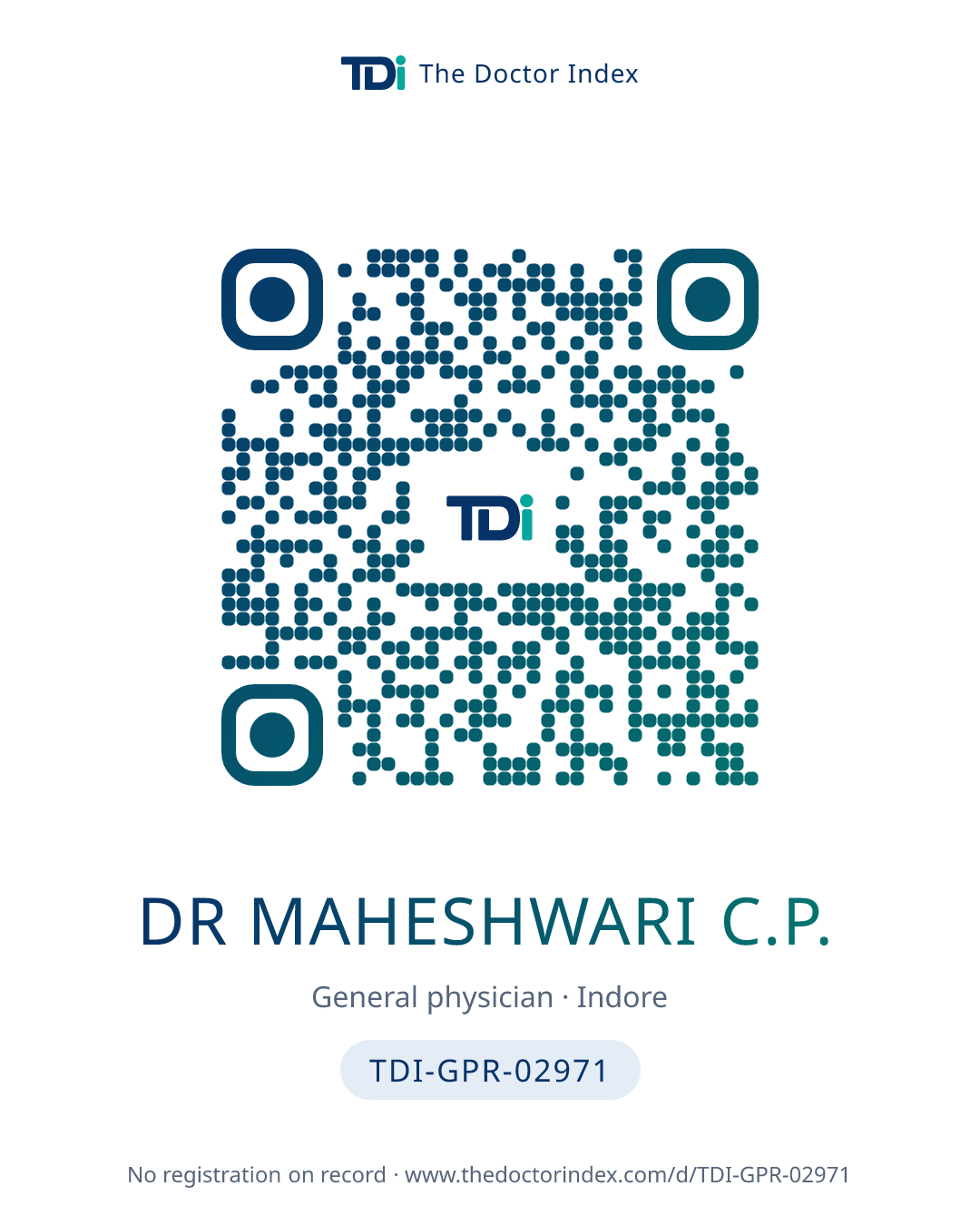 QR card for Dr Maheshwari C.P., TDI-GPR-02971