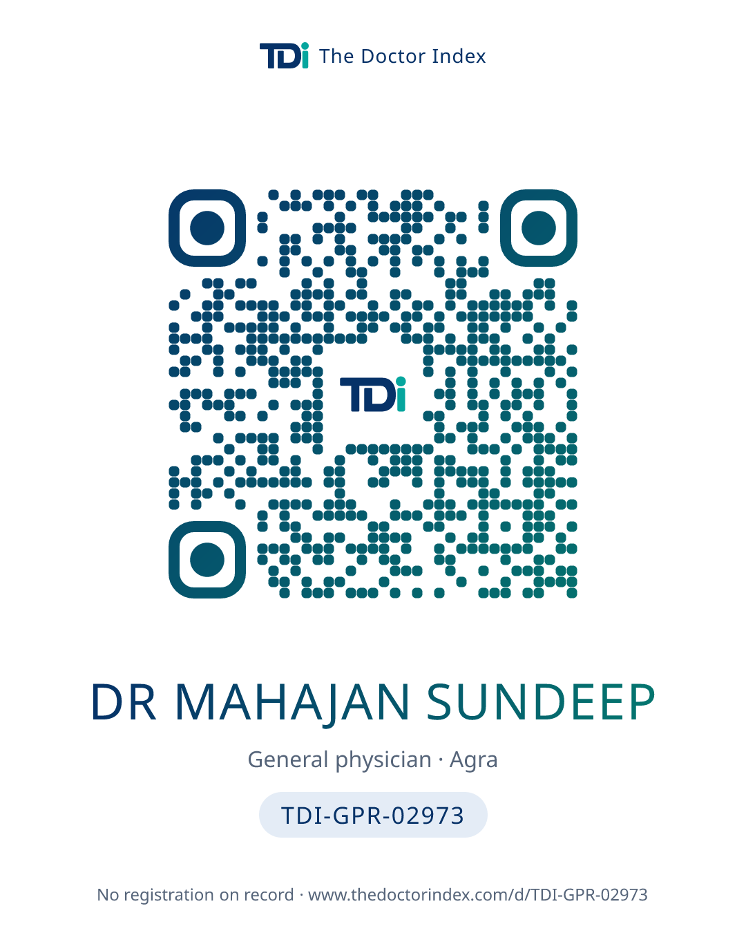 QR card for Dr Mahajan Sundeep, TDI-GPR-02973