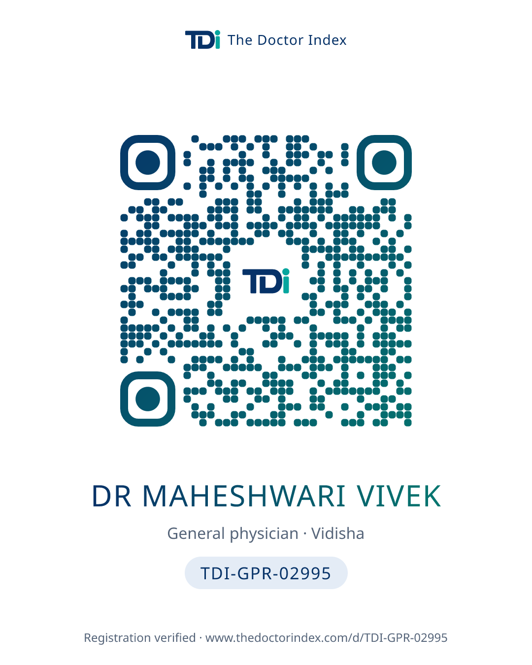 QR card for Dr Maheshwari Vivek, TDI-GPR-02995