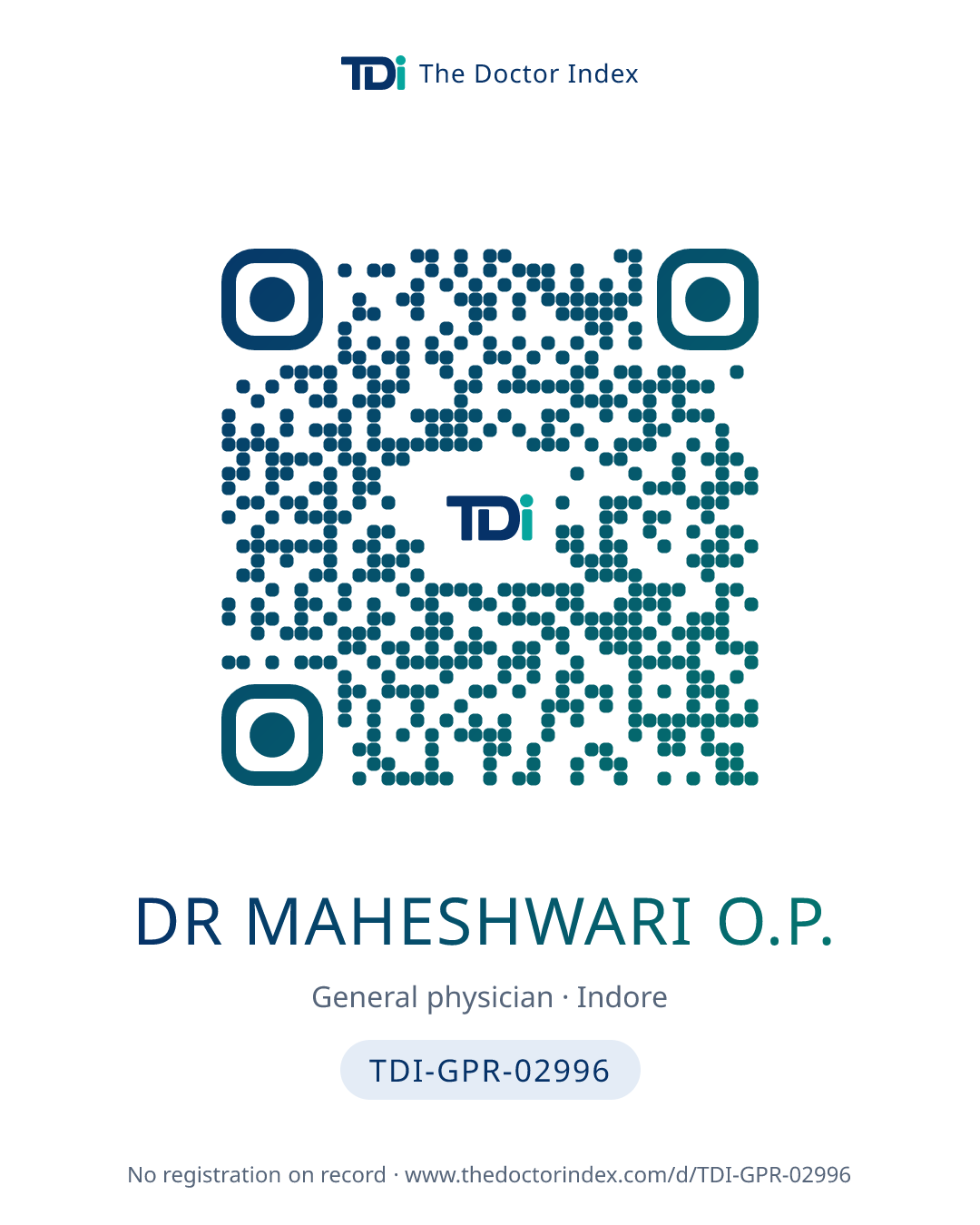 QR card for Dr Maheshwari O.P., TDI-GPR-02996