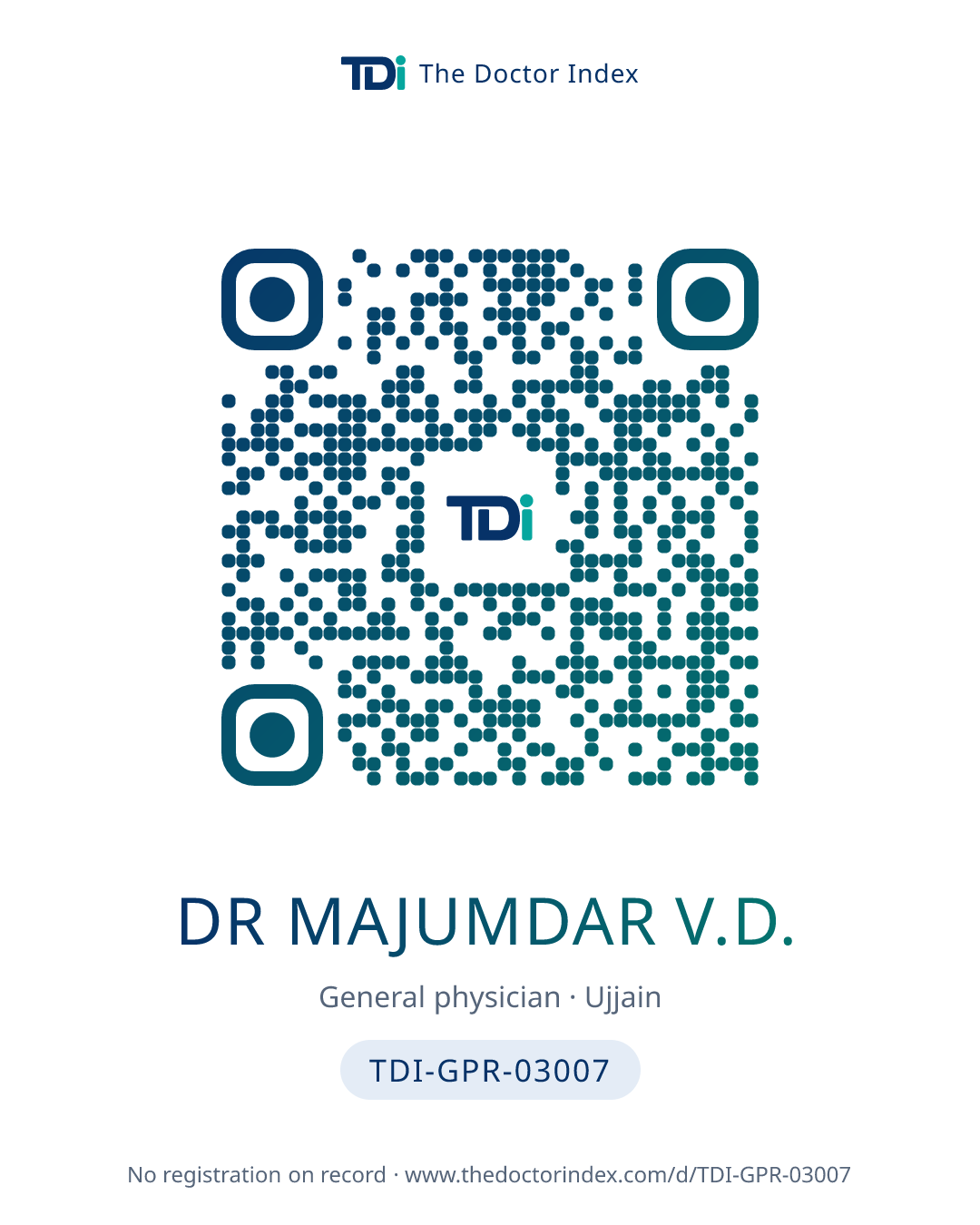 QR card for Dr Majumdar V.D., TDI-GPR-03007
