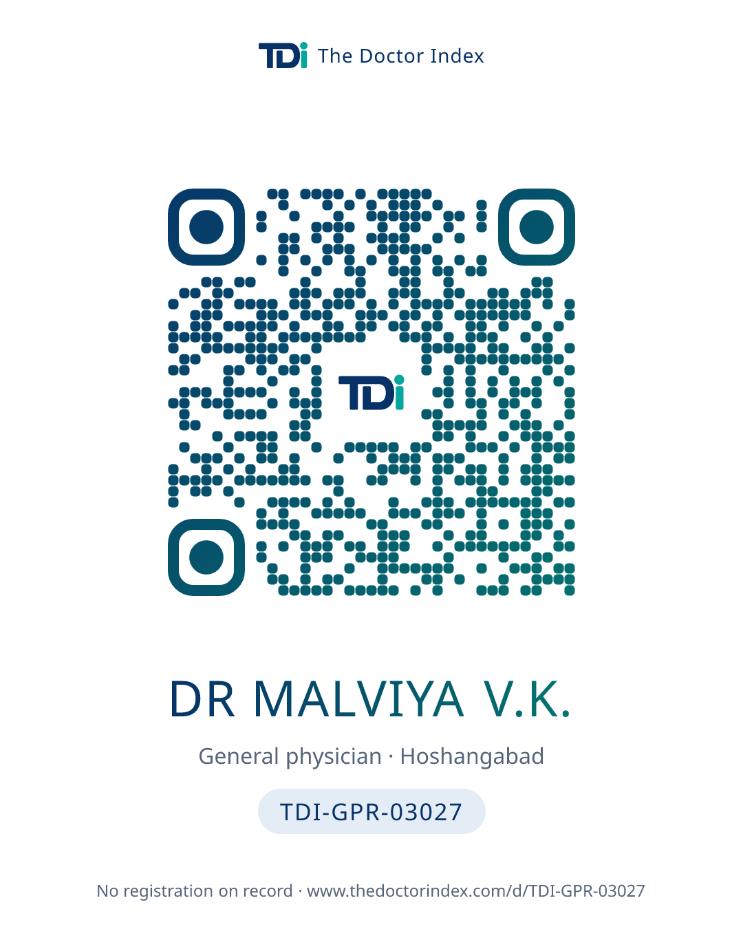 QR card for Dr Malviya V.K., TDI-GPR-03027