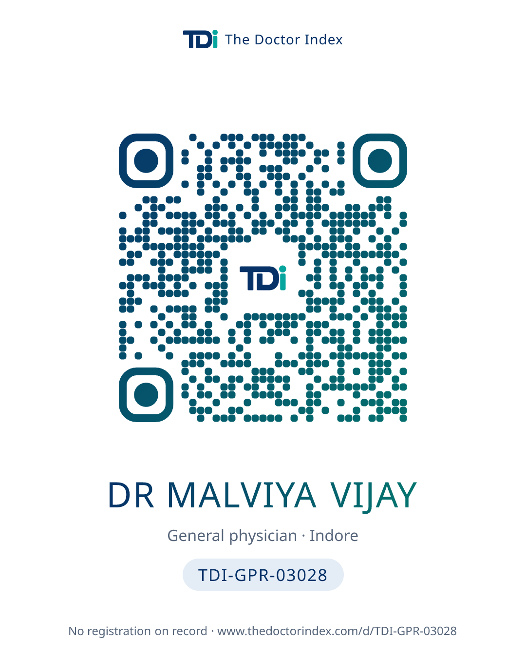 QR card for Dr Malviya Vijay, TDI-GPR-03028