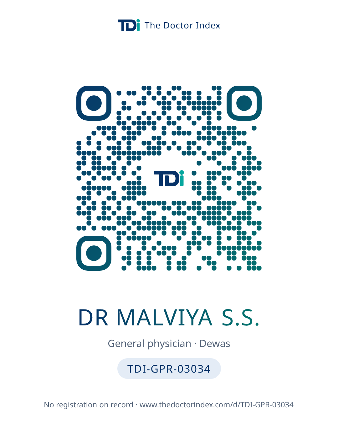 QR card for Dr Malviya S.S., TDI-GPR-03034