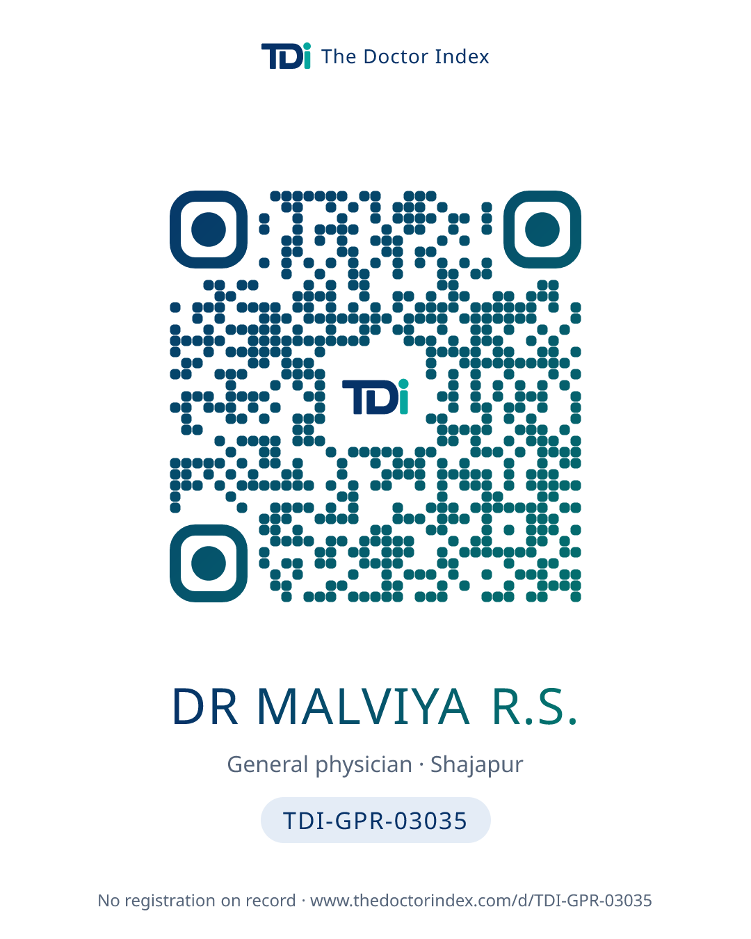 QR card for Dr Malviya R.S., TDI-GPR-03035