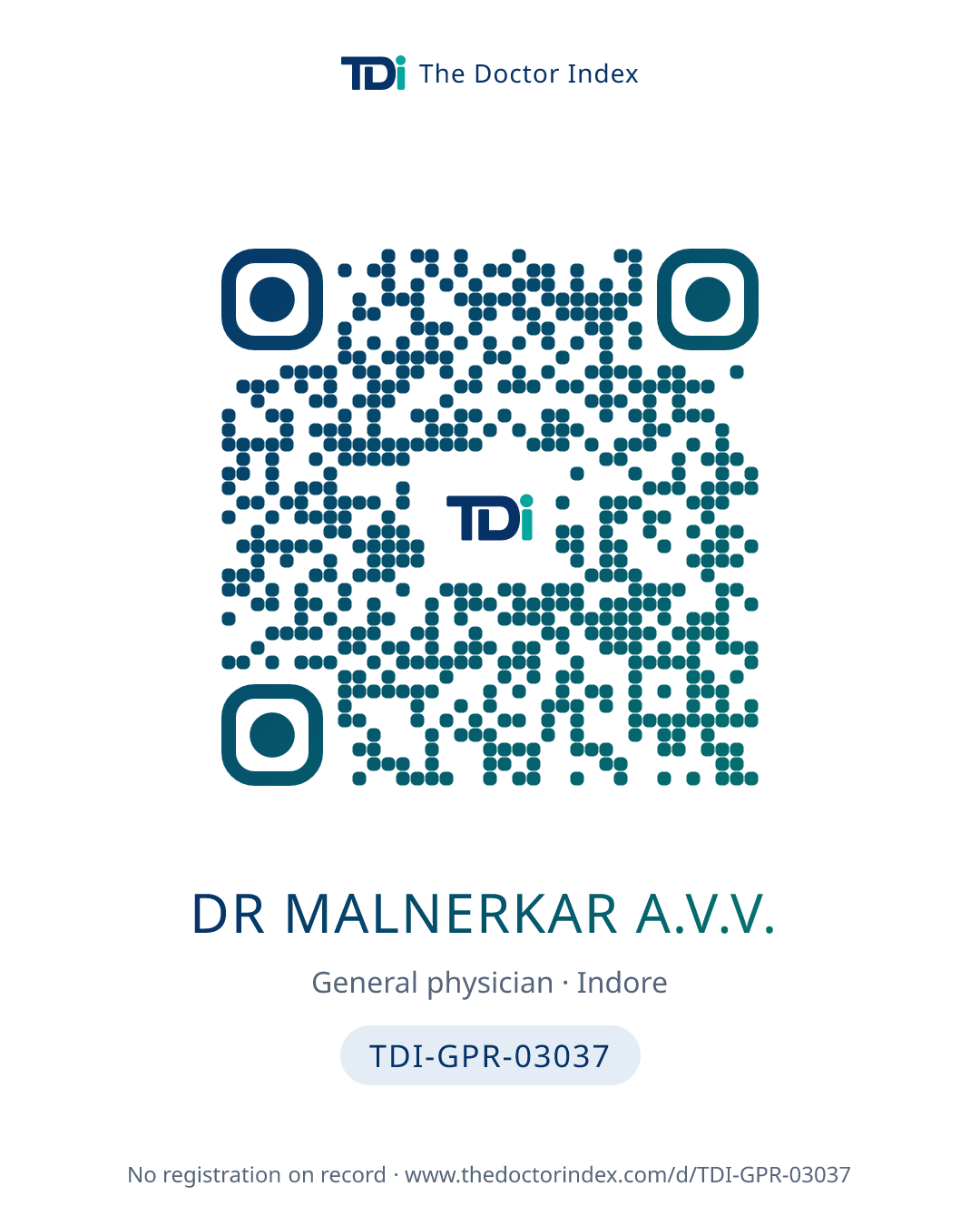 QR card for Dr Malnerkar A.V.V., TDI-GPR-03037