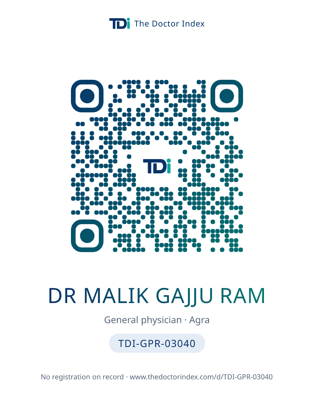 QR card for Dr Malik Gajju Ram, TDI-GPR-03040