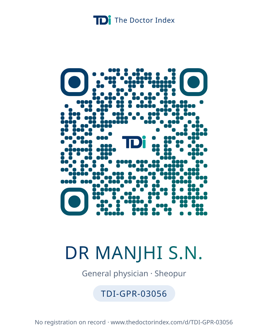 QR card for Dr Manjhi S.N., TDI-GPR-03056