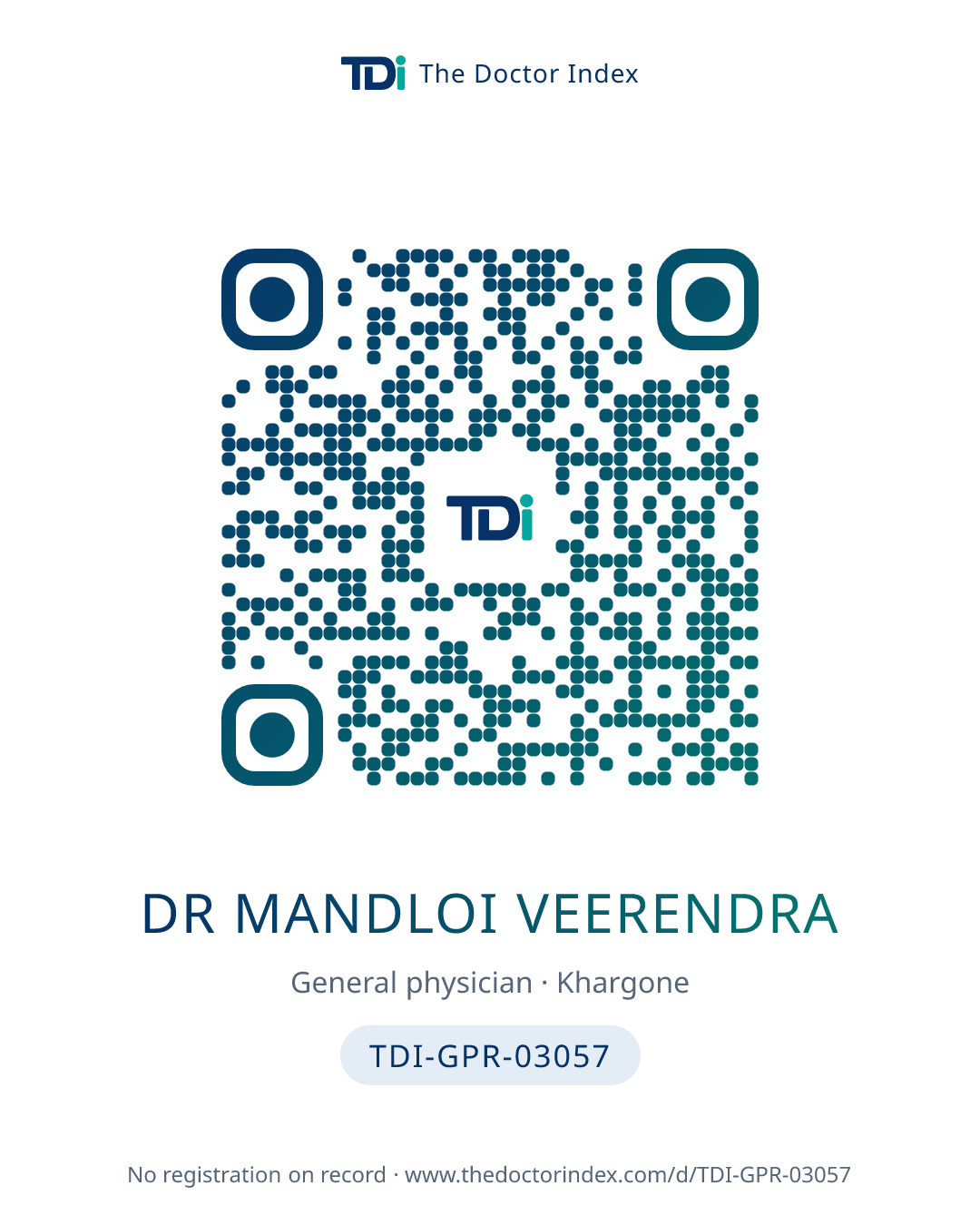QR card for Dr Mandloi Veerendra, TDI-GPR-03057