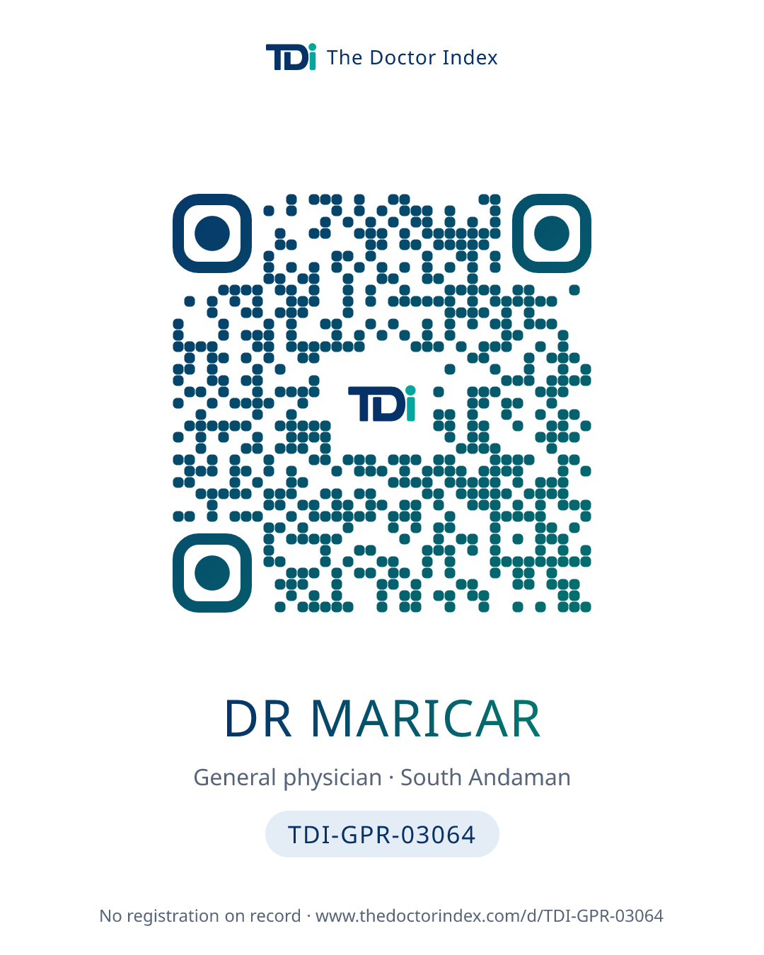 QR card for Dr Maricar, TDI-GPR-03064