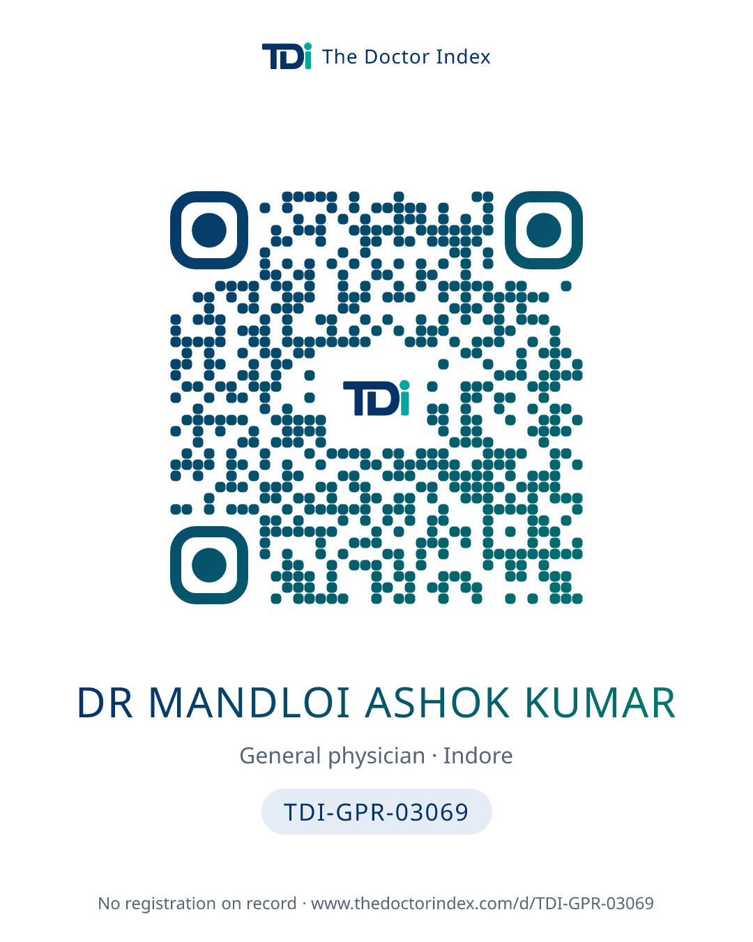 QR card for Dr Mandloi Ashok Kumar, TDI-GPR-03069