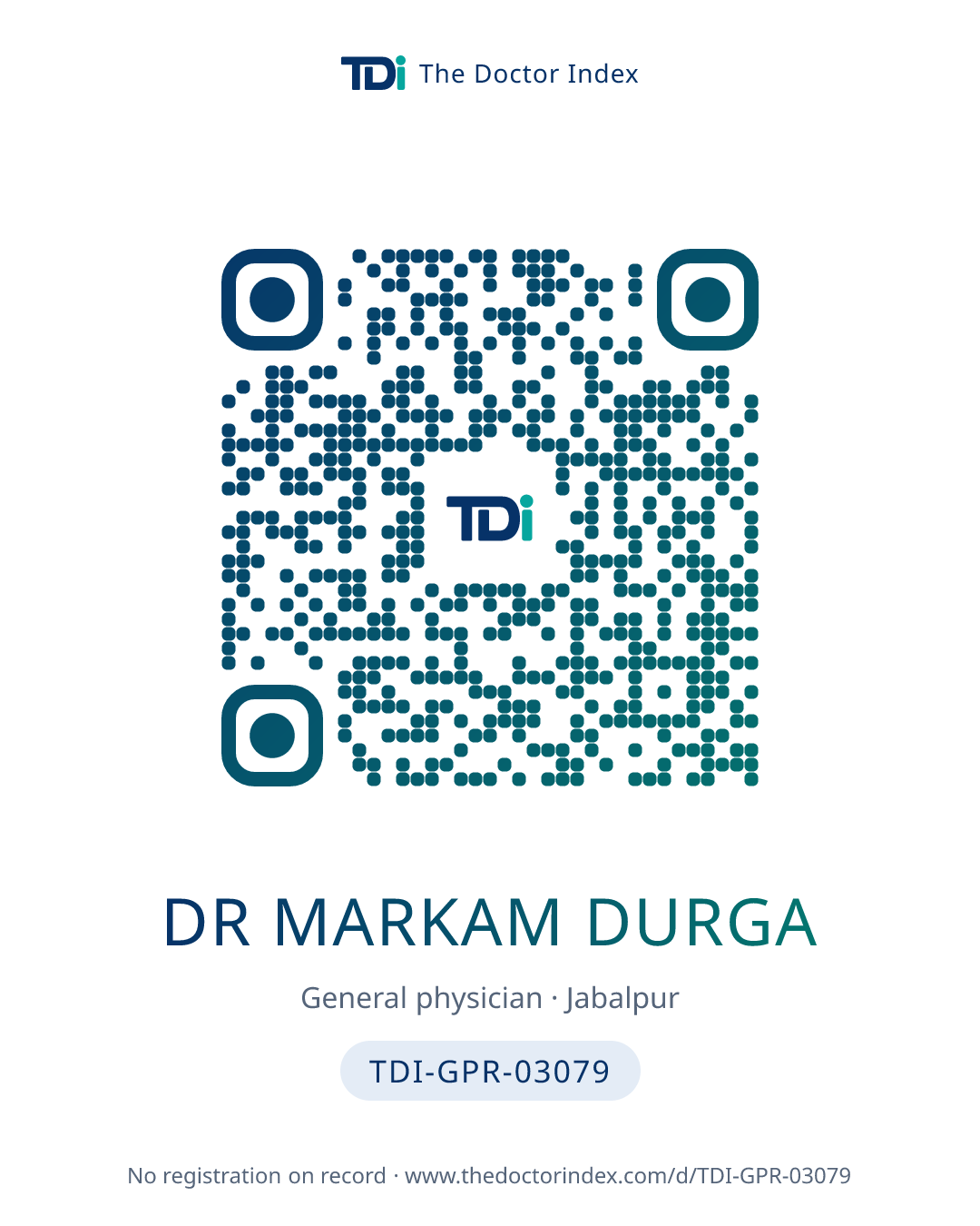QR card for Dr Markam Durga, TDI-GPR-03079