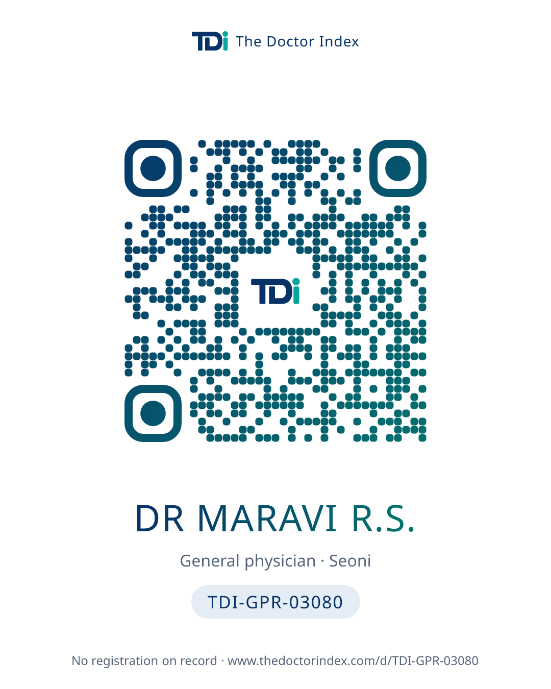 QR card for Dr Maravi R.S., TDI-GPR-03080