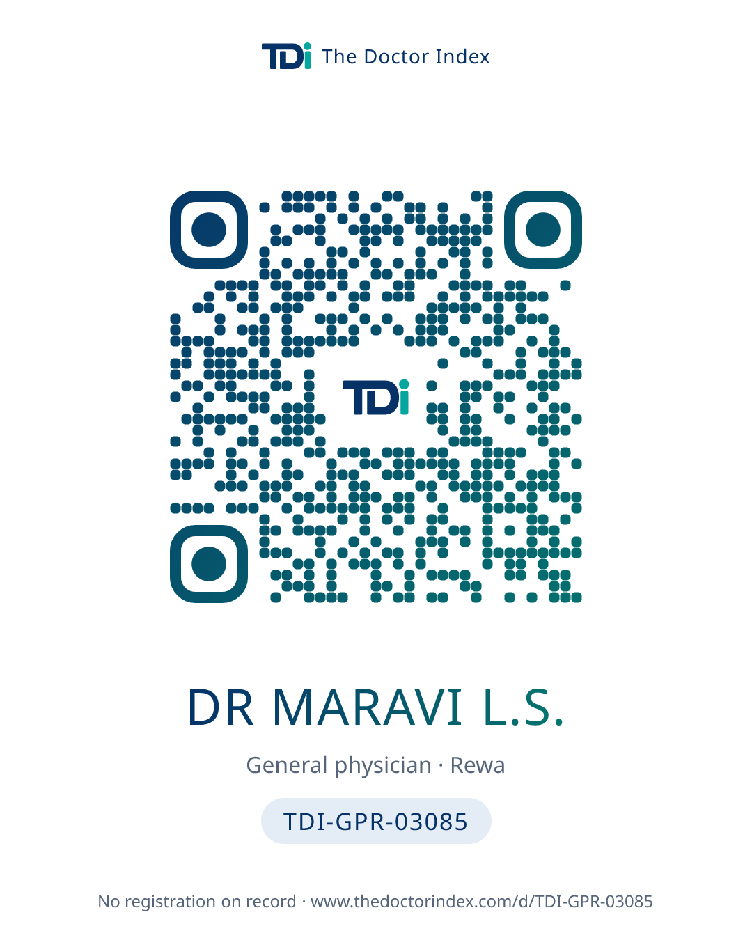 QR card for Dr Maravi L.S., TDI-GPR-03085