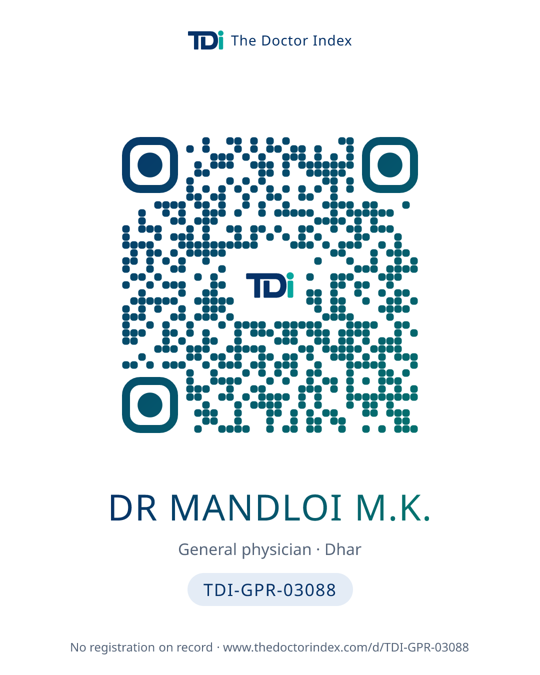 QR card for Dr Mandloi M.K., TDI-GPR-03088