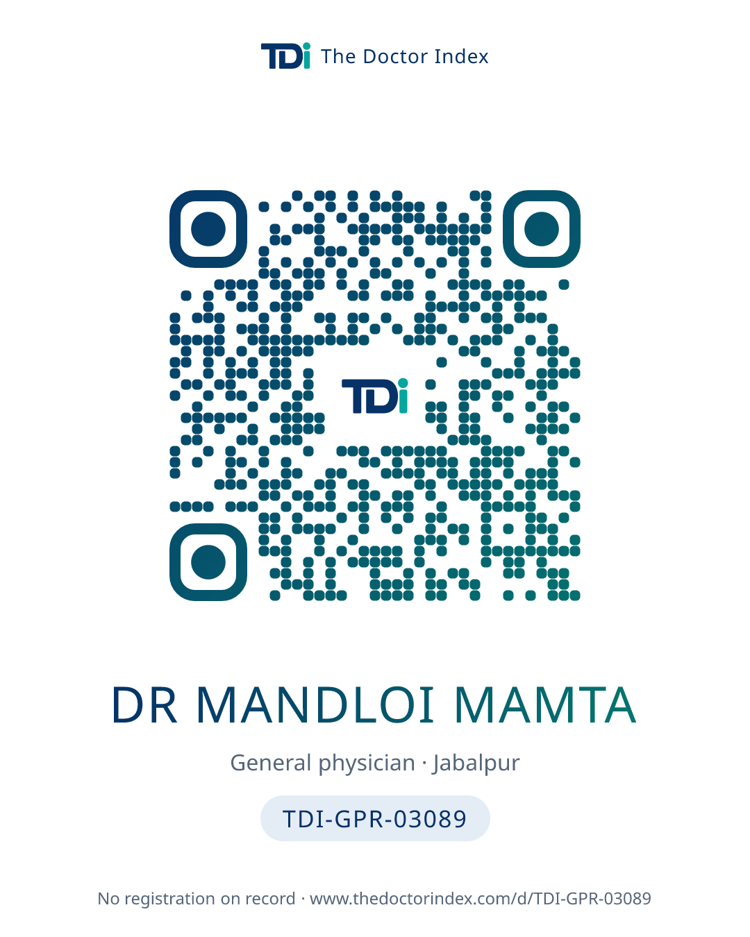 QR card for Dr Mandloi Mamta, TDI-GPR-03089