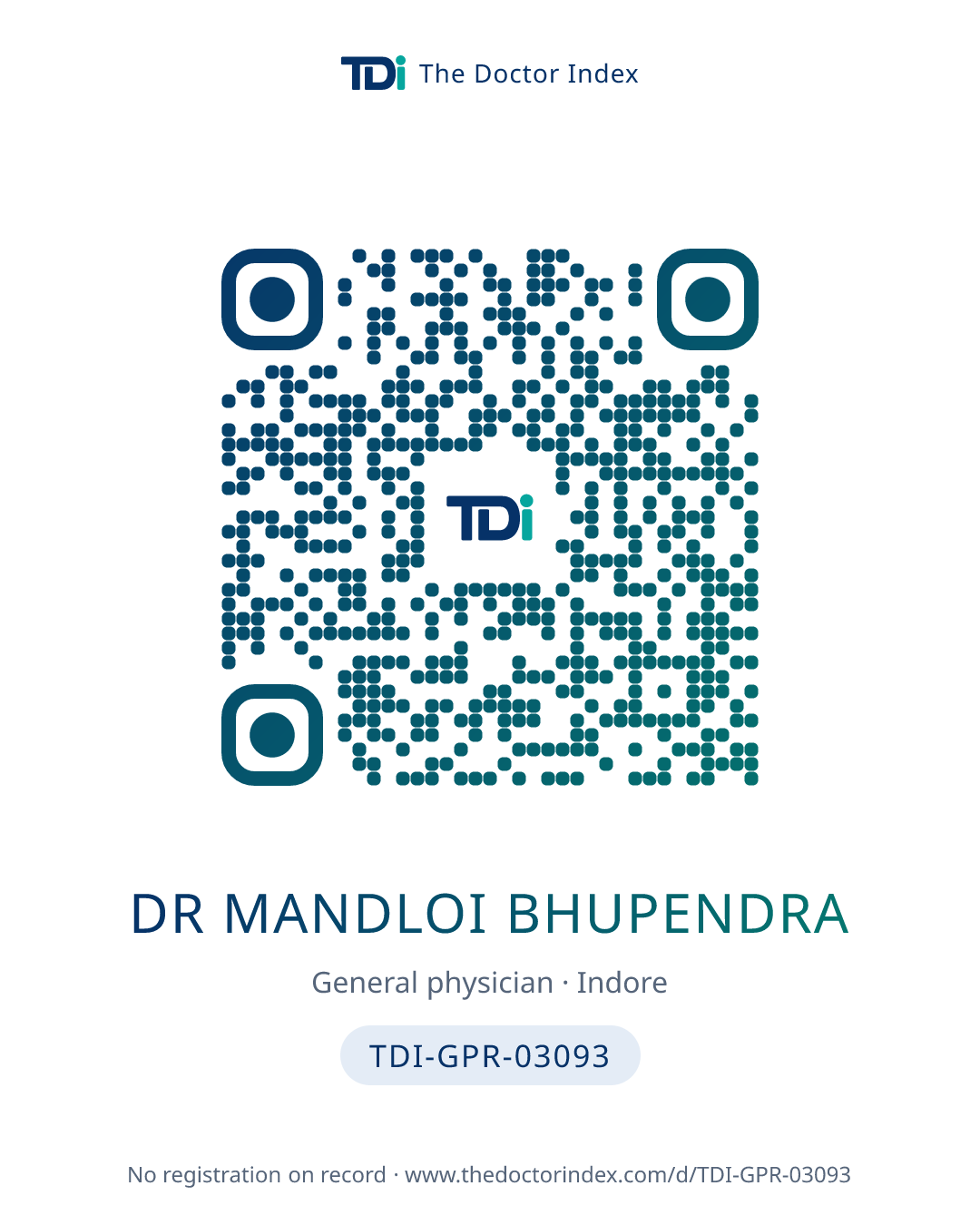 QR card for Dr Mandloi Bhupendra, TDI-GPR-03093