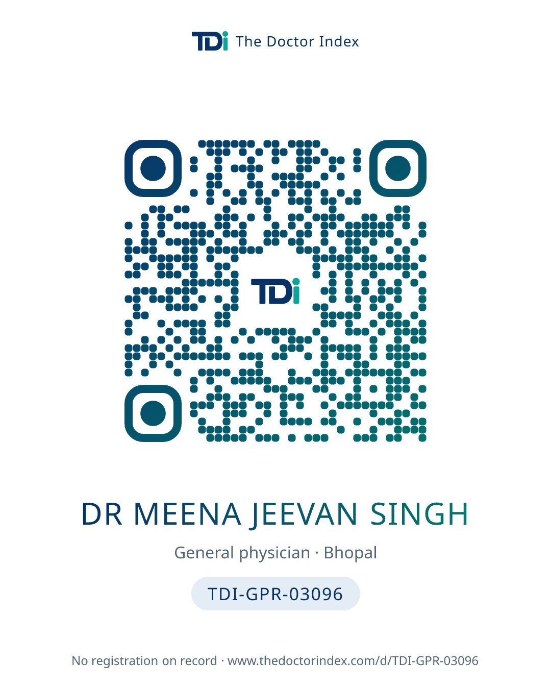 QR card for Dr Meena Jeevan Singh, TDI-GPR-03096