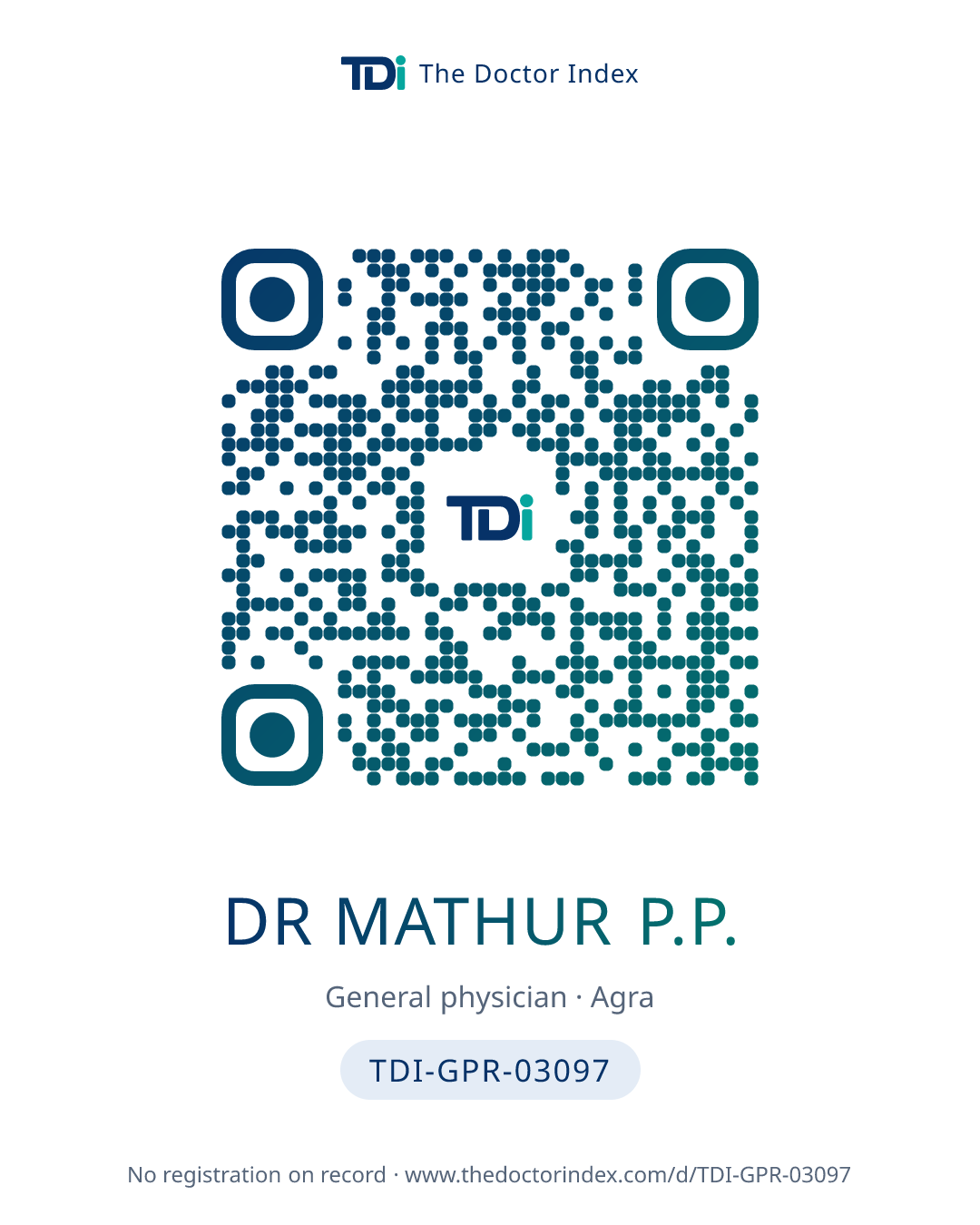 QR card for Dr Mathur P.P., TDI-GPR-03097