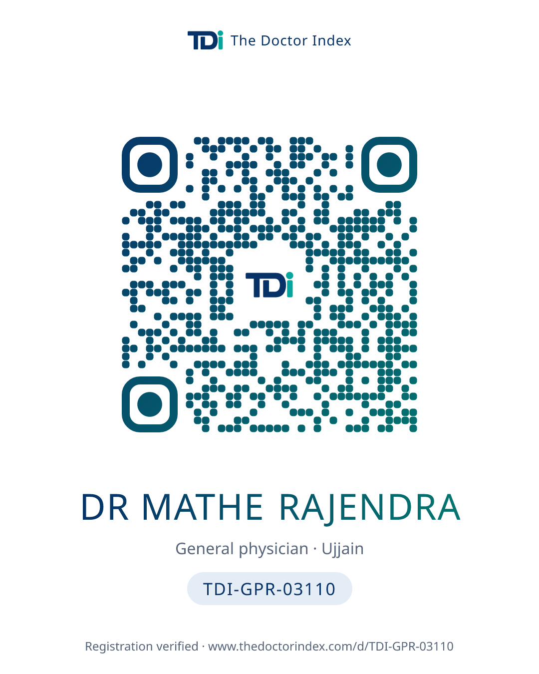 QR card for Dr Mathe Rajendra, TDI-GPR-03110