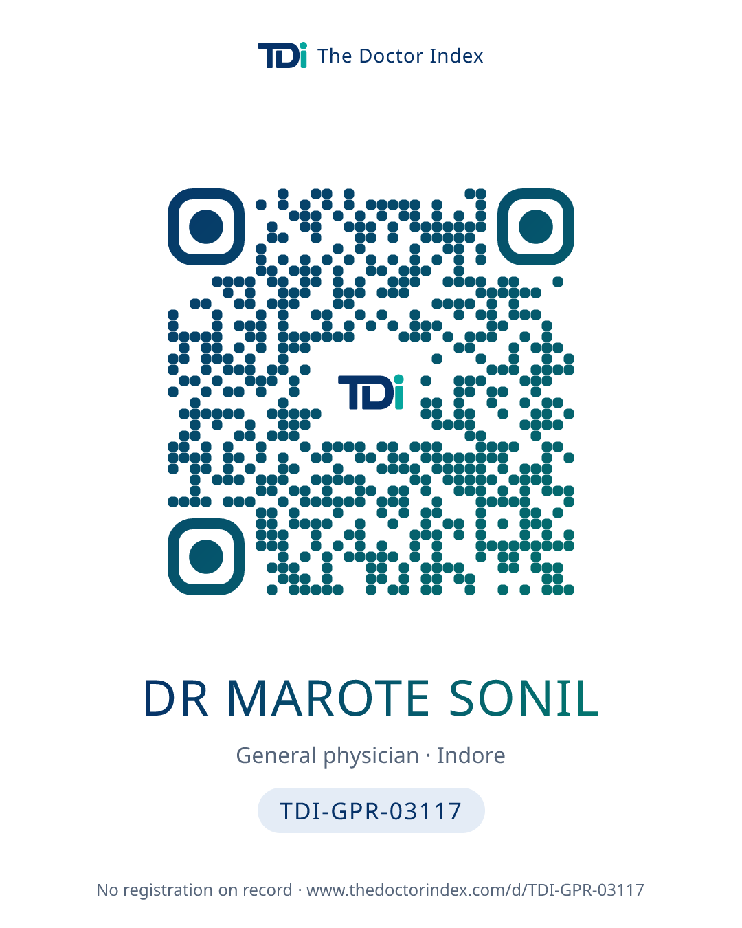 QR card for Dr Marote Sonil, TDI-GPR-03117