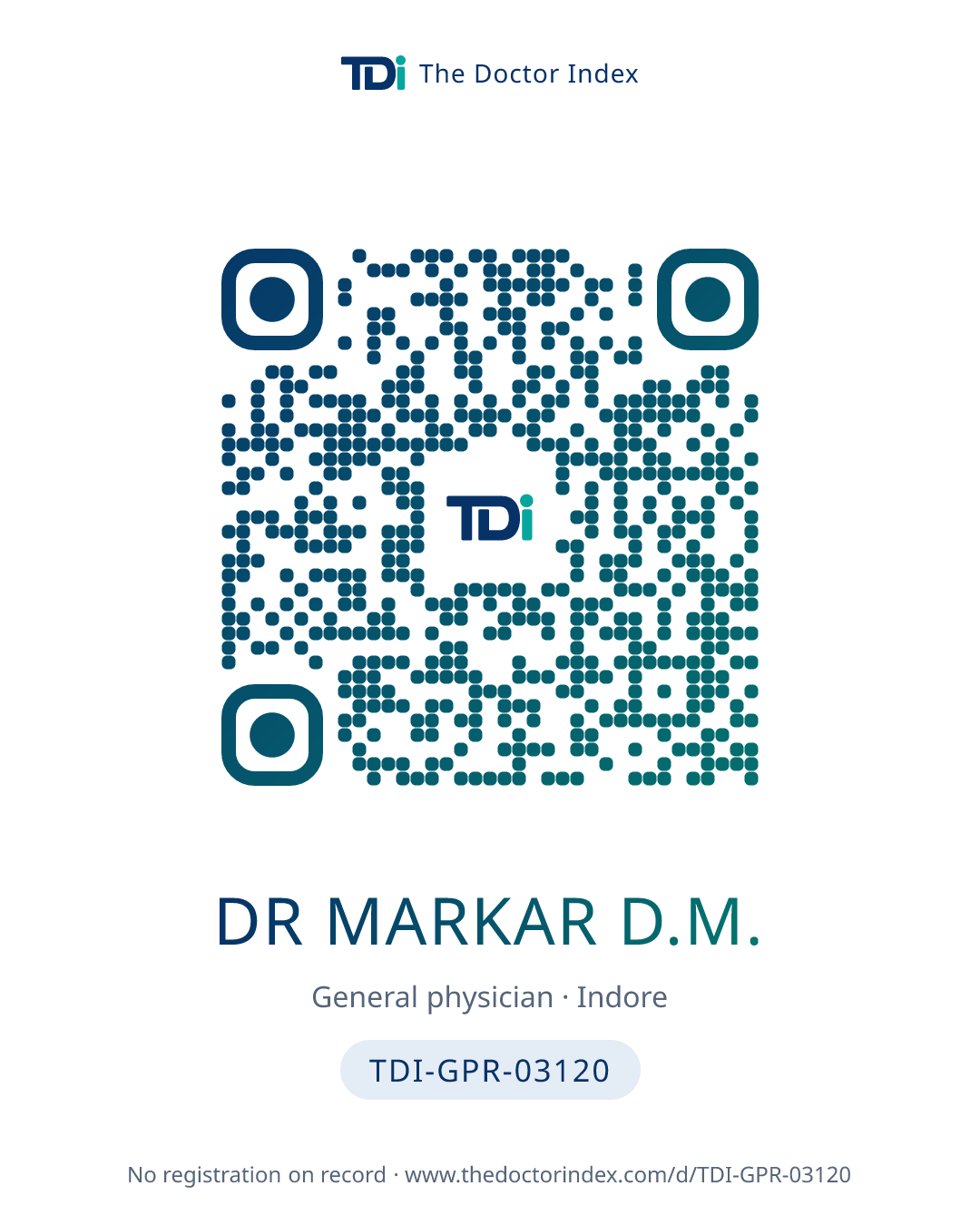 QR card for Dr Markar D.M., TDI-GPR-03120