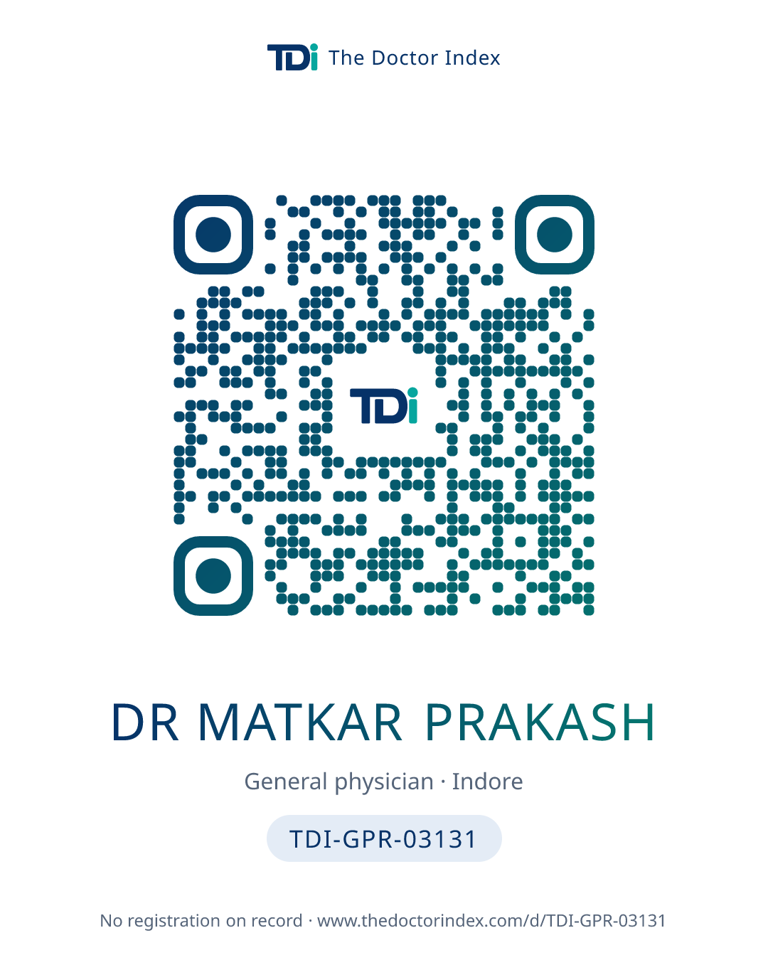 QR card for Dr Matkar Prakash, TDI-GPR-03131