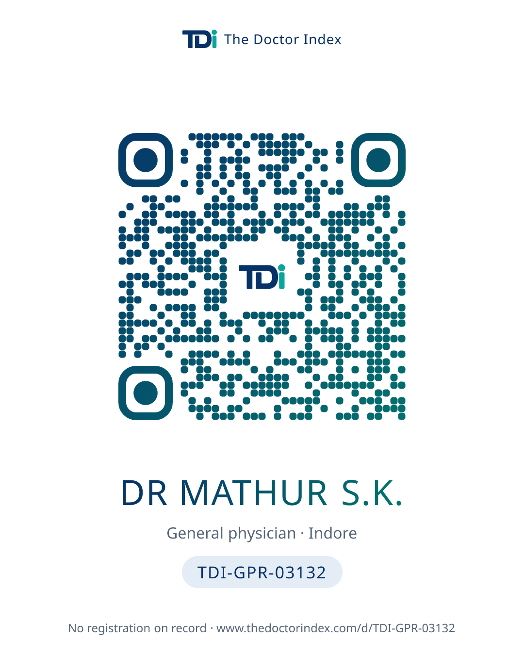 QR card for Dr Mathur S.K., TDI-GPR-03132