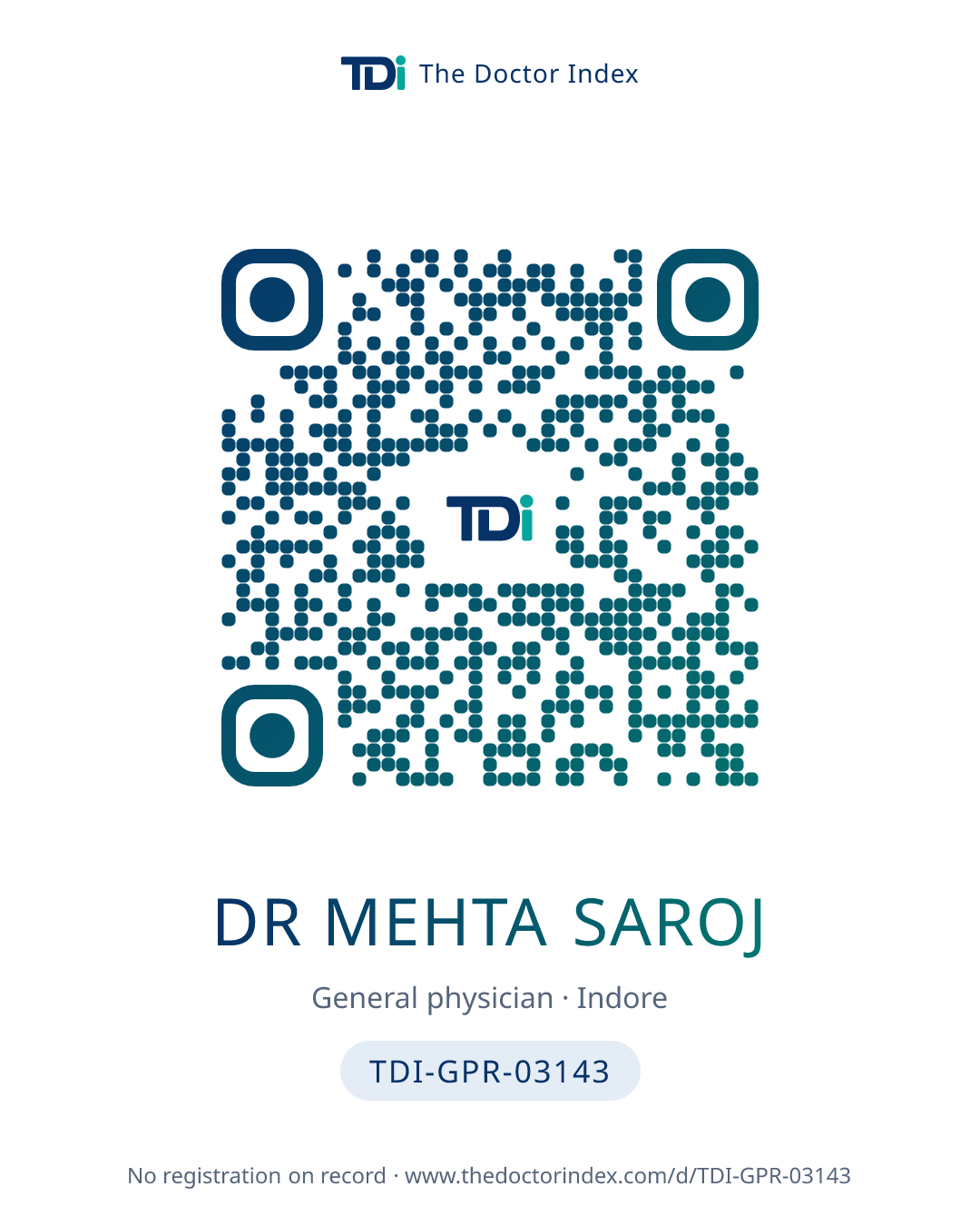 QR card for Dr Mehta Saroj, TDI-GPR-03143