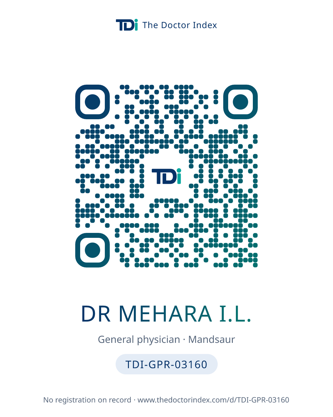QR card for Dr Mehara I.L., TDI-GPR-03160